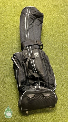 Pre-Owned Black Golf Bag Soft Travel Case with Wheels- 2 Pockets