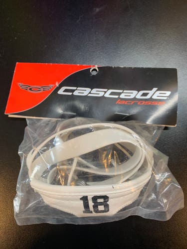 BRAND NEW Cascade Numbered Lacrosse Helmet Chin Strap White #18