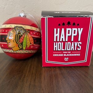 Chicago Blackhawks NHL HOCKEY 2015 SGA Glass Holiday Xmas Christmas Ornament!