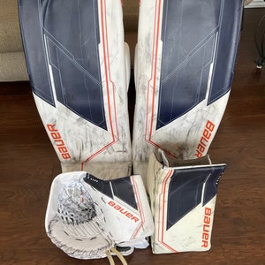 FULL RIGHT Bauer “Mach” Goalie Pads, Glove, & Blocker Set - Size Large