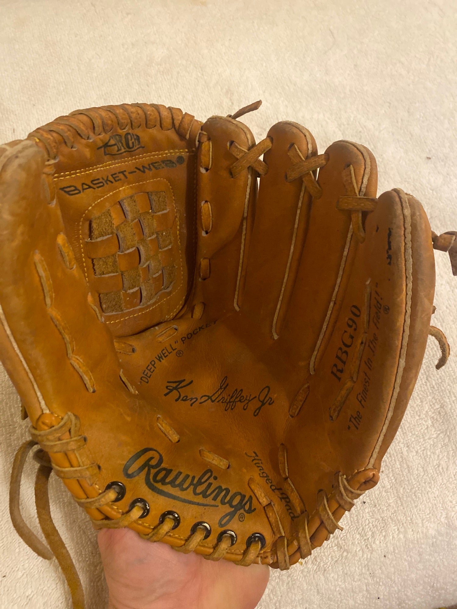 Ken Griffey Jr. Signed Rawlings Mini Baseball Glove with Display