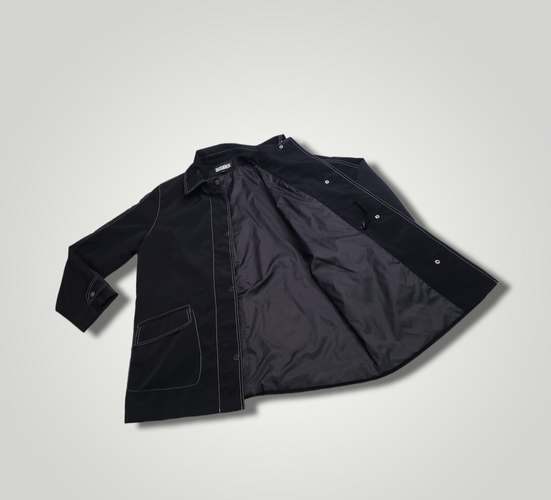 Black Canvas A Gallery Company Full Zip Rain Trench Coat Jacket Size M EUC