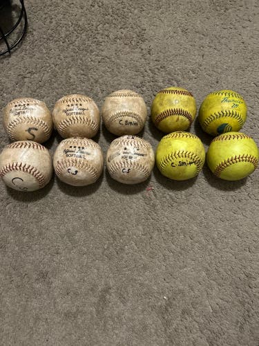 10 Pack of Softballs (Green And White)