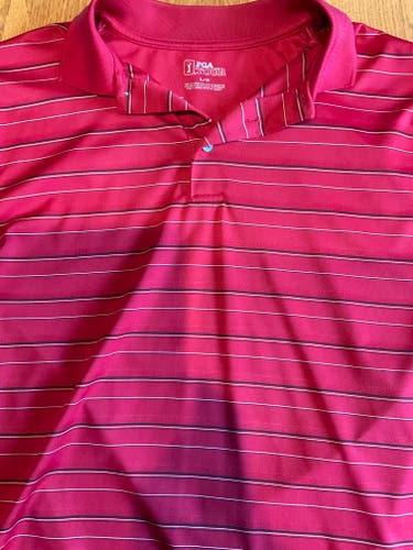 PGA Red Used Large Men's Polo Shirt