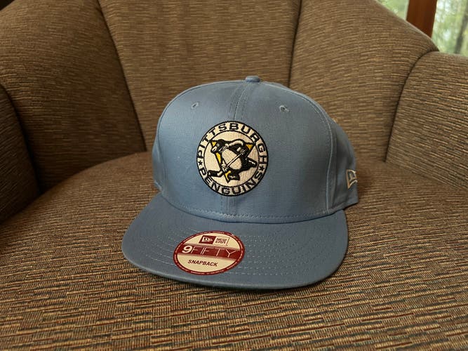 Pittsburgh Penguins SnapBack Baby Blue New Adult Unisex One Size Fits All New Era Hat
