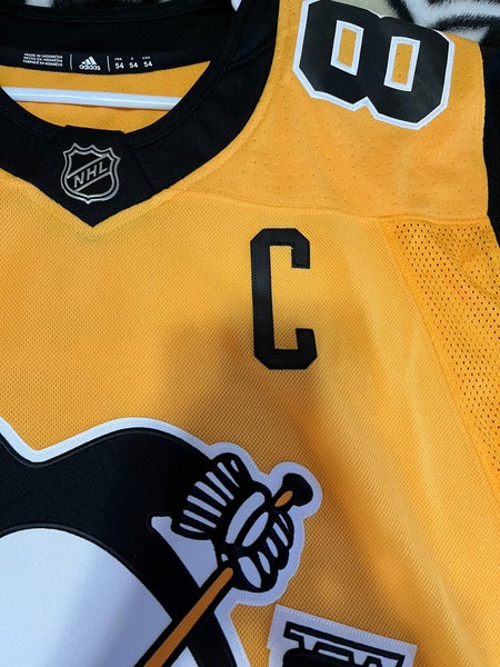 CCM Sidney Crosby Pittsburgh Penguins Vintage Yellow Hockey Home Jersey Sz  54