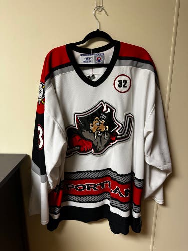 Game-Worn, Signed Aaron Rome Portland Pirates Jersey