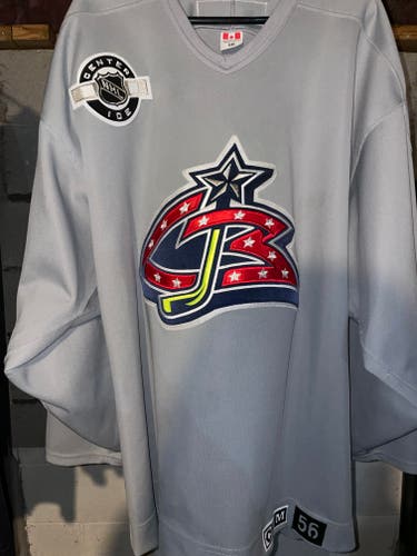 Columbus Blue Jackets CCM Center Ice Vintage Gray Pro Stock Practice Jersey Size 56 CBJ NHL