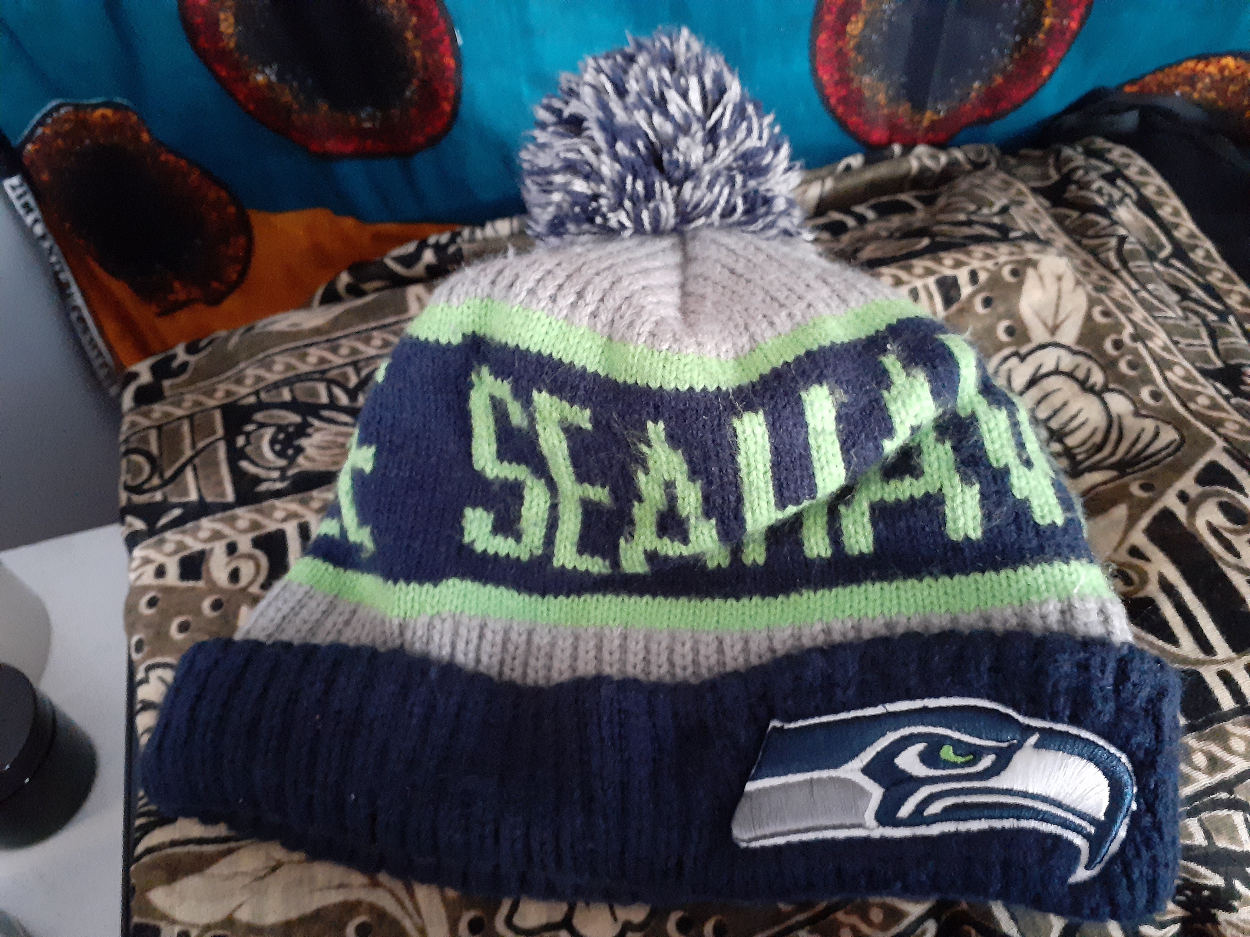 Seattle Seahawks Grey/Navy/Green Beanie - Adult Unisex One Size Fits All 47  Brand Used