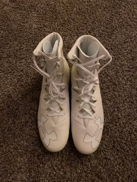 White Men's Molded Cleats High Top Highlight