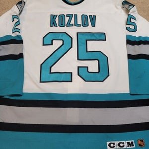 VIKTOR KOZLOV 96'97 Teal San Jose Sharks NHL Game Worn Used Jersey Team LOA