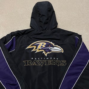 Baltimore Ravens Jacket Men 2XL Adult NFL Football Black Winter Coat Zip Up Hood