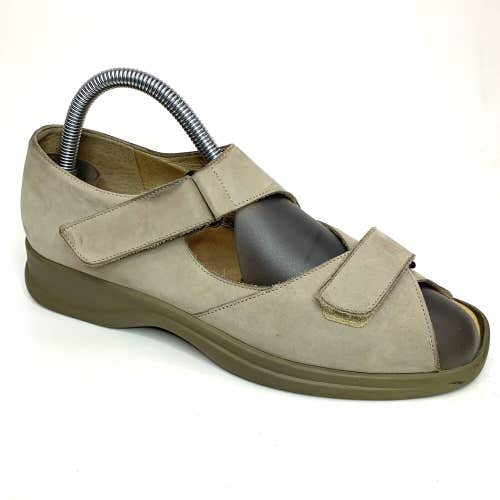 Fits By Theresia M Nubuck Leather Wedge Sandals Genua Two Strap 5.5 Women’s
