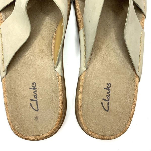 Thong Wedge Sandals Shoes Slip On Cork Tan Brown Sz 10 M 86821 | SidelineSwap