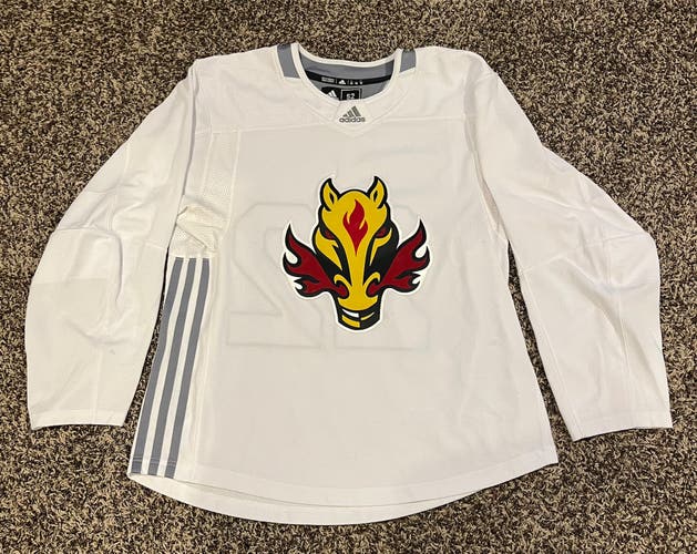 Calgary Flames w/ Blasty Logo Adidas Hockey Jersey- Black and White