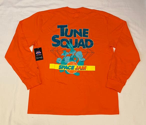 Diamond Supply Co x Space Jam "Tune Squad" Men's Size XL Orange LS T Shirt New