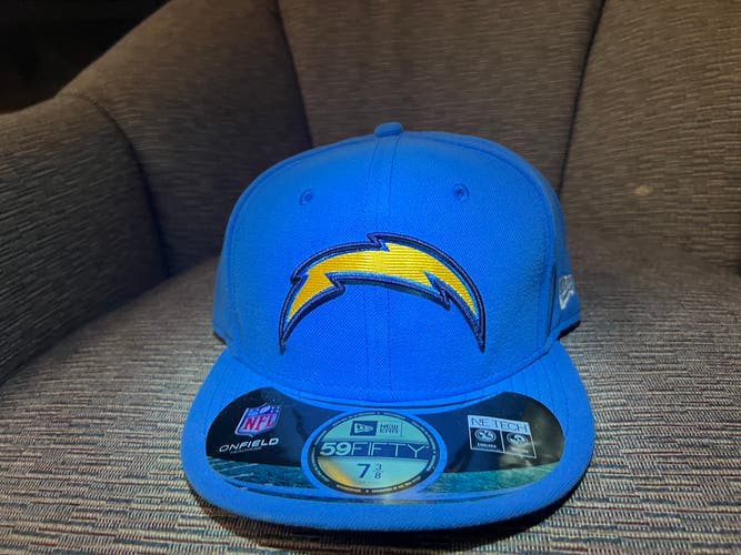 Los Angeles Chargers 7 3/8 on field 59fifty Powder Blue
