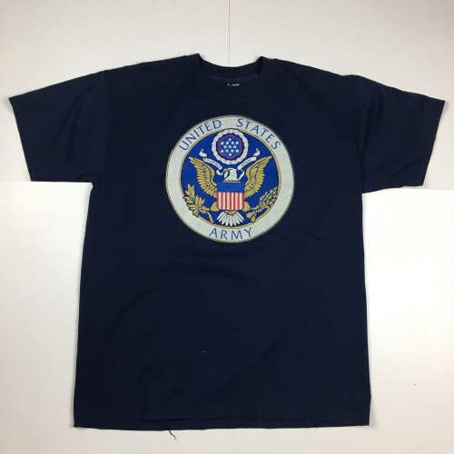 Vintage 90s United States Army Seal T-Shirt Blue Screen Stars Single Stitch (XL)