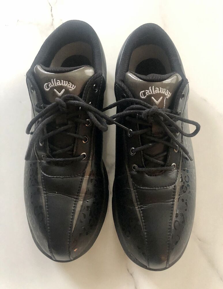 CALLAWAY Used Size 7 Golf Shoes Women's Black & Grey Soft Spikes
