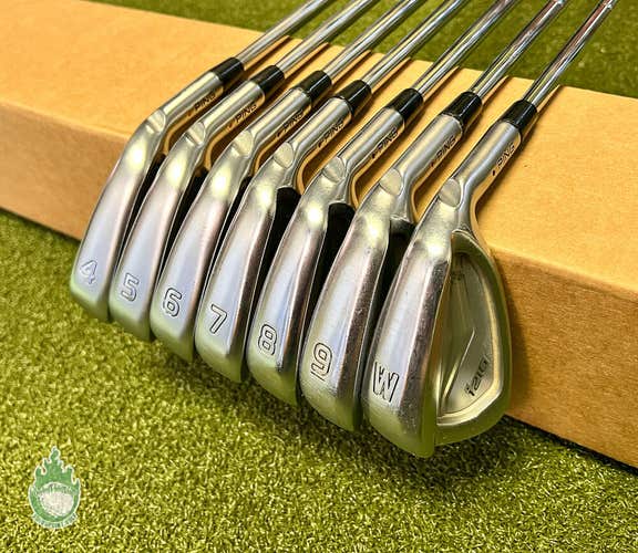 Used Ping Maroon Dot i210 Irons 4-PW DG TI AMT X100 X-Stiff Flex Steel Golf Set