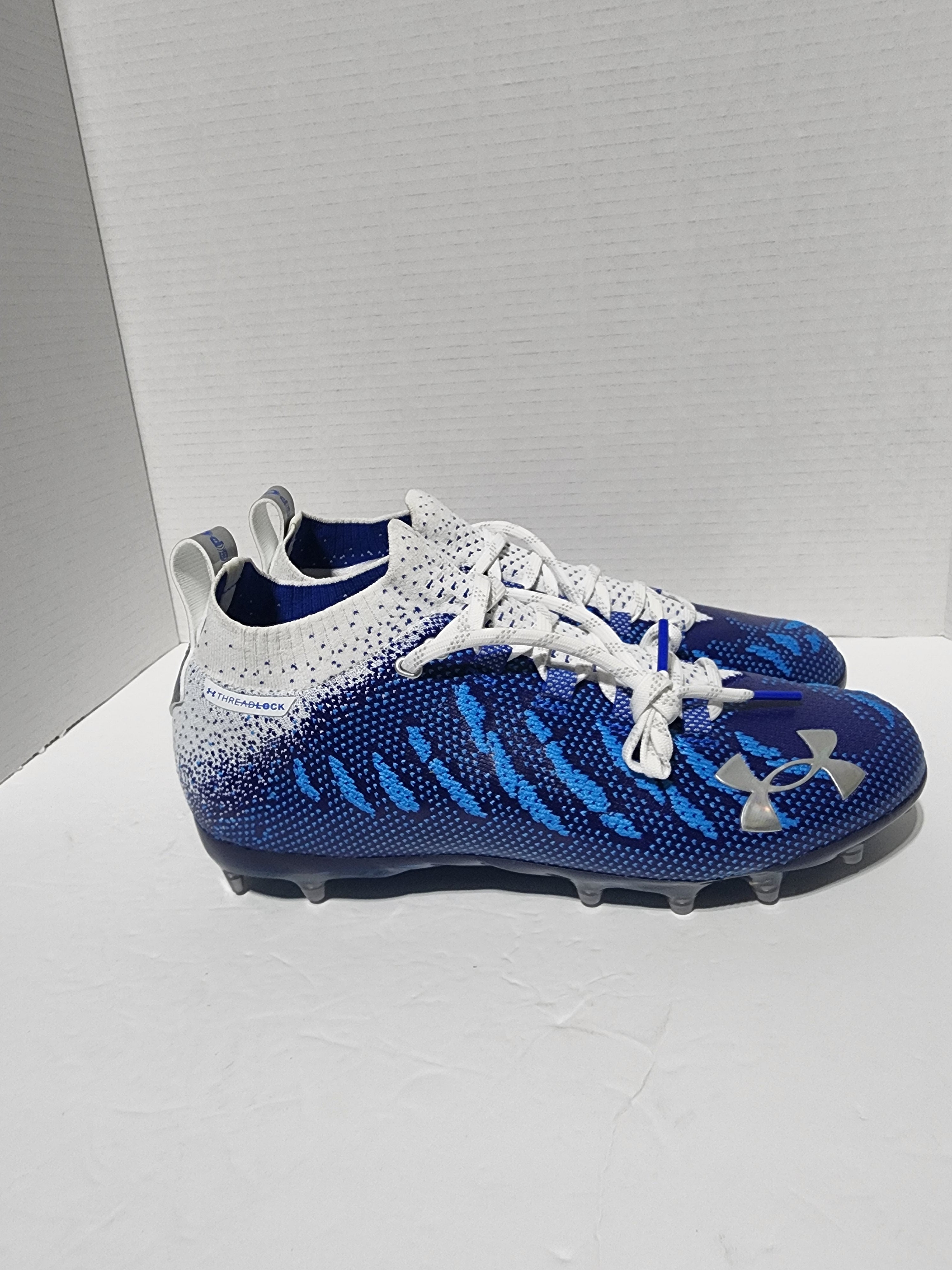 New Under Armour Spotlight Lux MC Blue Football Cleats 3022654-400 Mens Size 8.5 Under Armour Spotlight Light Blue Football Threadlock Cleats  main image 3