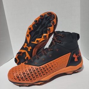 New UNDER ARMOUR HAMMER MC FOOTBALL CLEATS, US MENS 12 3021193-800, BLACK ORANGE