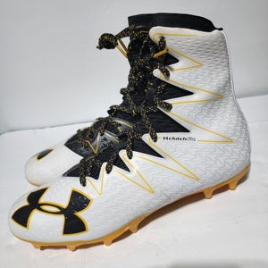 Under Armour Clutch Fit Men's Football Cleats 'White Yellow' 1290924-108 Size 12