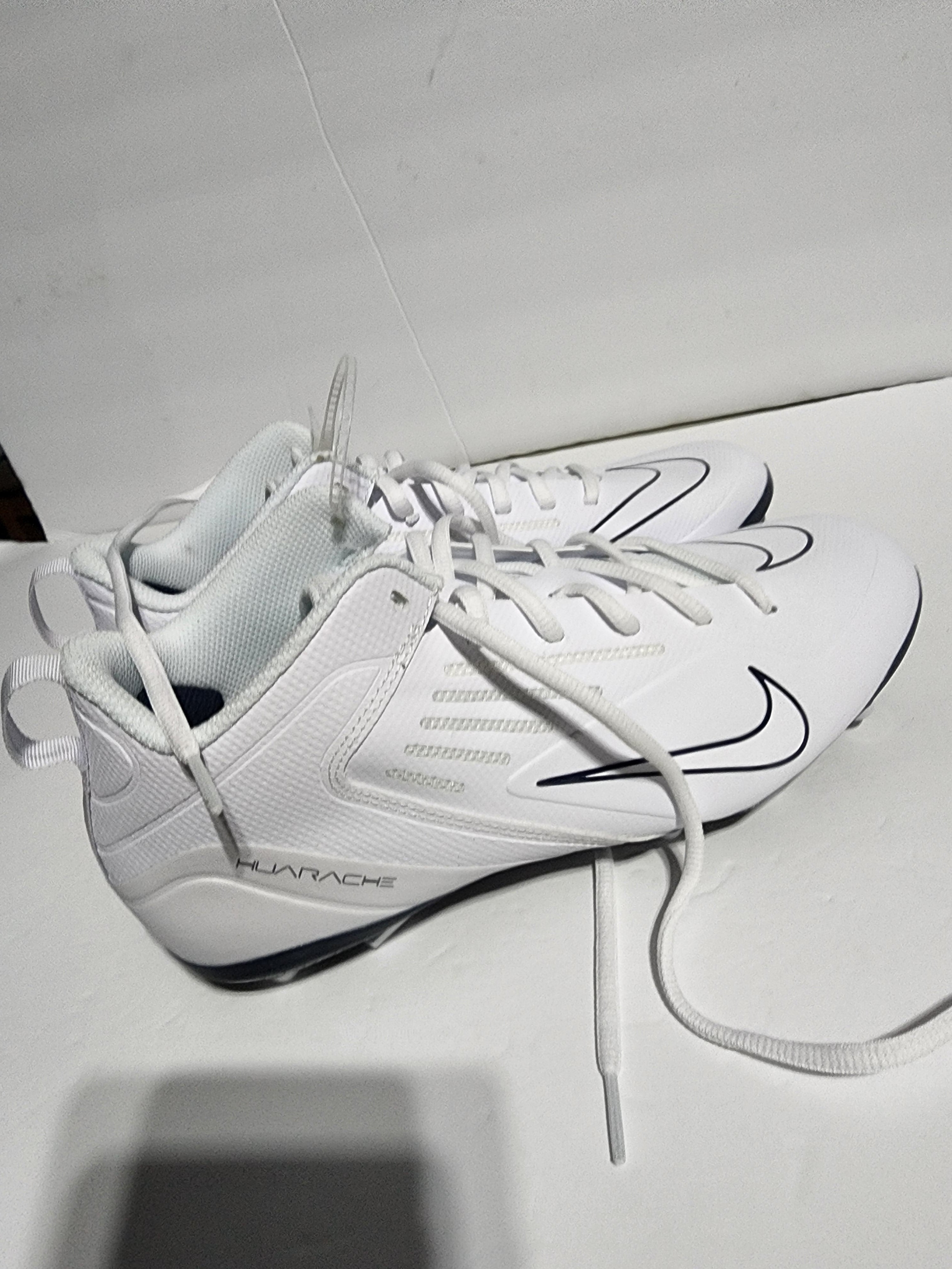 NIKE ALPHA HUARACHE 8 VARSITY LAX LACROSSE CLEATS WHITE-NAVY 