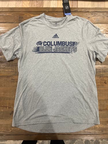 New adidas Columbus Blue Jackets DriFit TShirt New Grey M