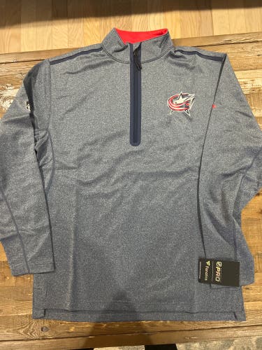 New Fanatics Columbus Blue Jackets Team Issued Quarter Zip Jacket
