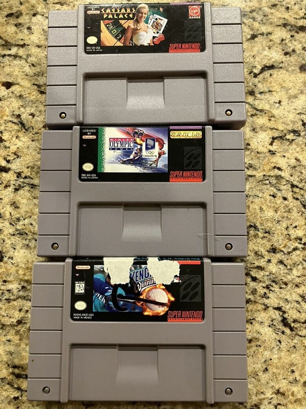 Lot of 3 SNES Super Nintendo SNES Cartridges (Olympic, Caesars, Ken Griffey)