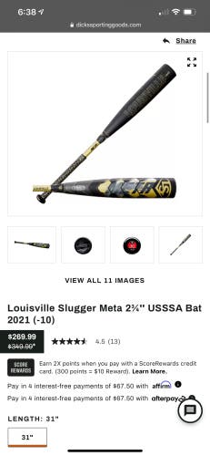 2021 Louisville Slugger Meta USSSA Baseball Bat