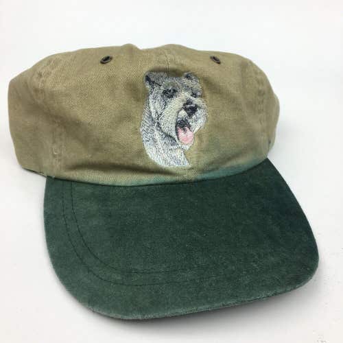 Vintage Scottish Terrir Strapback Hat Cap Beige Green Long Bill