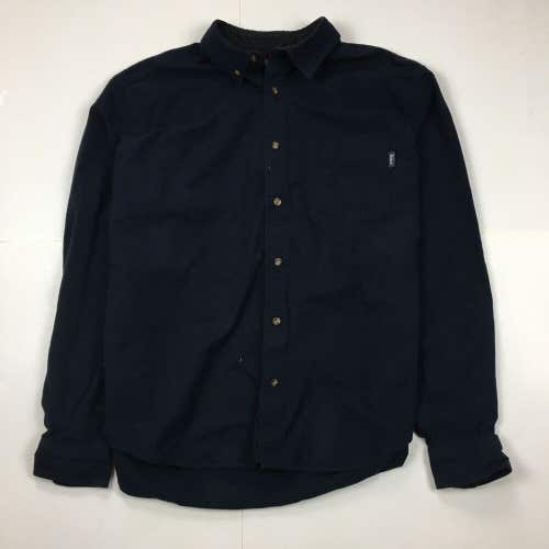 Woolrich Button Down Long Sleeve Casual Flannel Shirt Dark Blue 9XL)