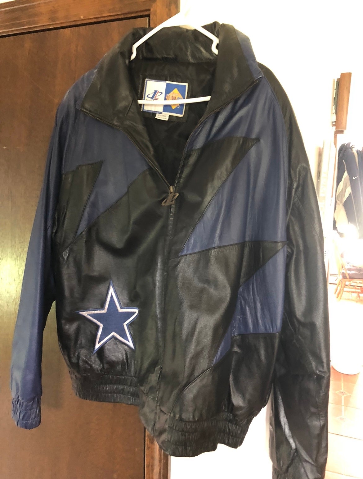 NFL, Jackets & Coats, Dallas Cowboys Nfl Faux Leather Lined Zip Front  Vintage Jacket Mens Size Large