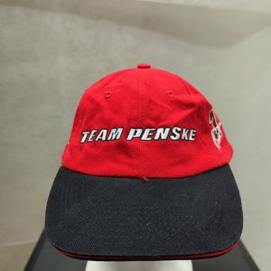Team Penske Hat Cap Strap Back Mens NASCAR Red Black 6 3  Racing Logo
