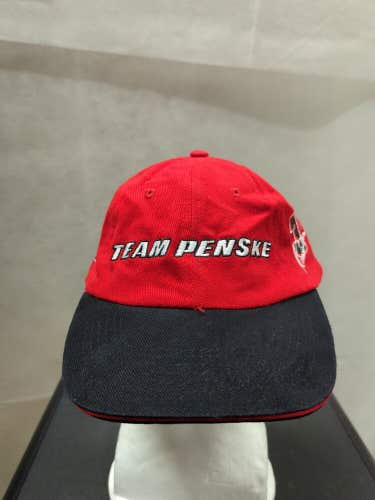 Team Penske Hat Cap Strap Back Mens NASCAR Red Black 6 3  Racing Logo