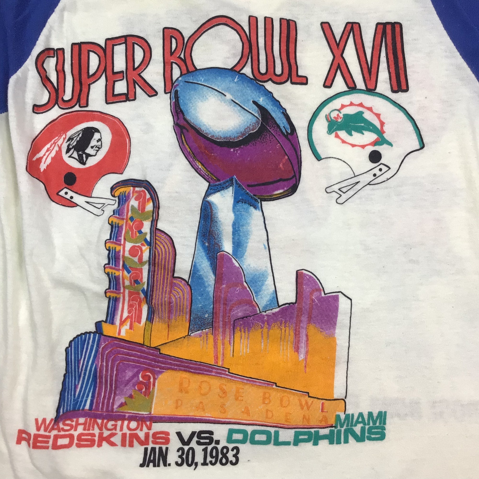 Vintage 1983 Super Bowl XVII NFL raglan single stitch Tshirt