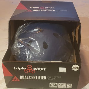 New TRIPLE 8  DUAL CERIFIED  Helmet- BLUE MATTE- XS/S
