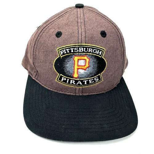Vintage Logo 7 Pittsburgh Pirates Snapback Hat MLB Gray Black Yellow