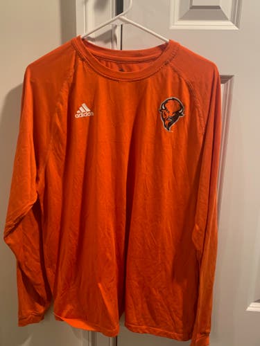 Team-Issued Bucknell Lacrosse Large Orange Men's Adidas Long Sleeve Shirt