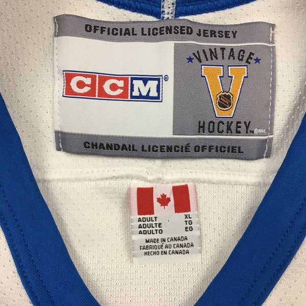 Vintage QUEBEC NORDIQUES White USA Maska Air Knit CCM Jersey NHL Mens  Medium