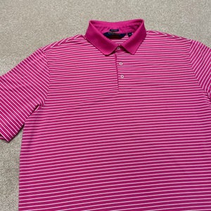 Ralph Lauren Golf Shirt Men XL Adult Pink Polo Striped Golf Horse Pony Logo RL