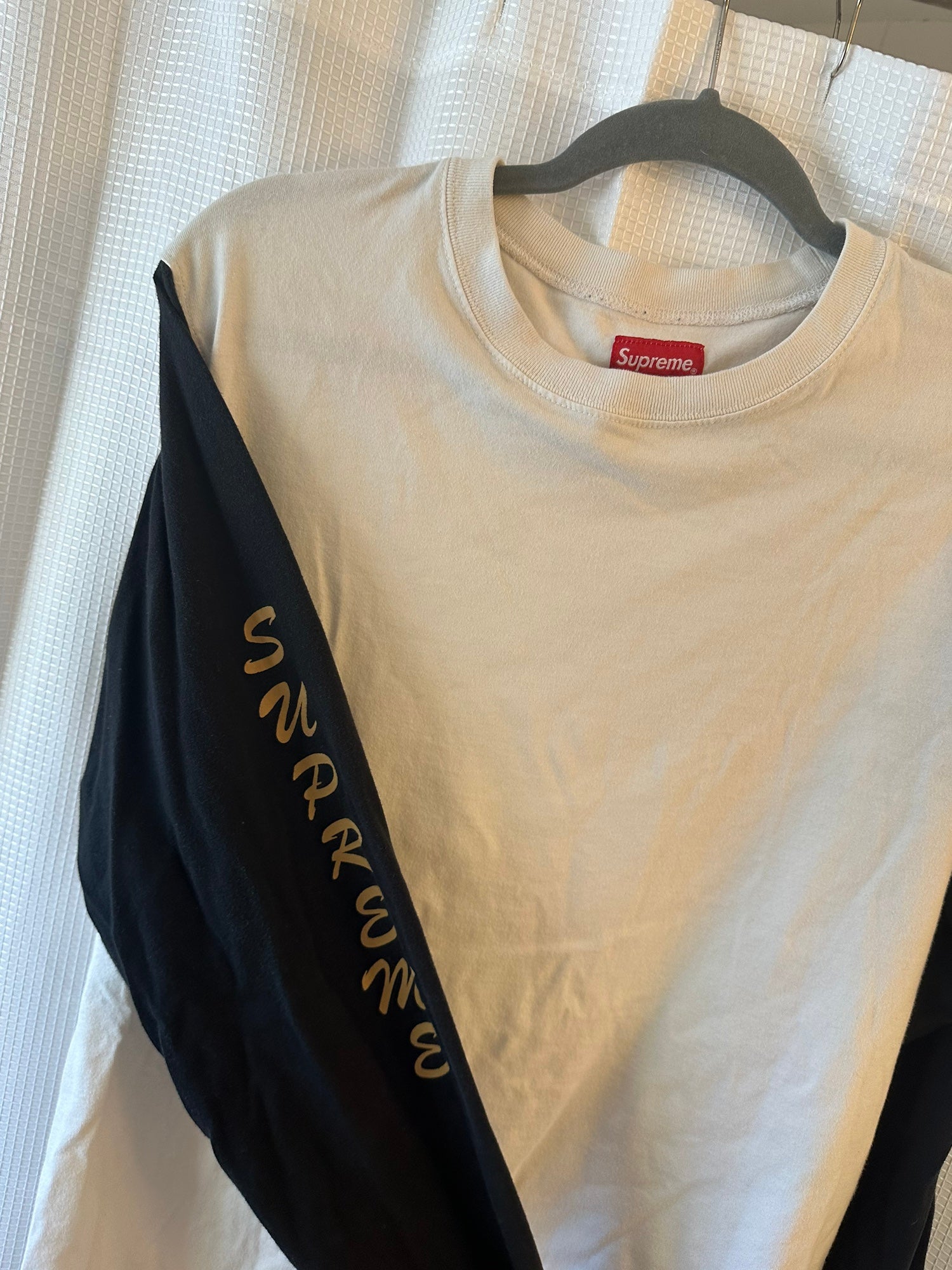 Supreme 2 Tone Sleeve Logo L S Top - Tシャツ