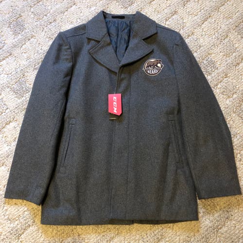 New Men's Gray CCM Winter Coat with Hershey Bears Logo