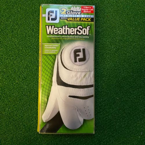 Brand New Mens Footjoy Golf Glove 2pk Size Medium Goes on LH (for RH Players)
