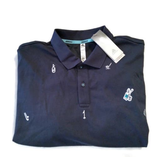 Adidas Men's Aeroready Navy All Over Print Golf Polo Shirt 2XL