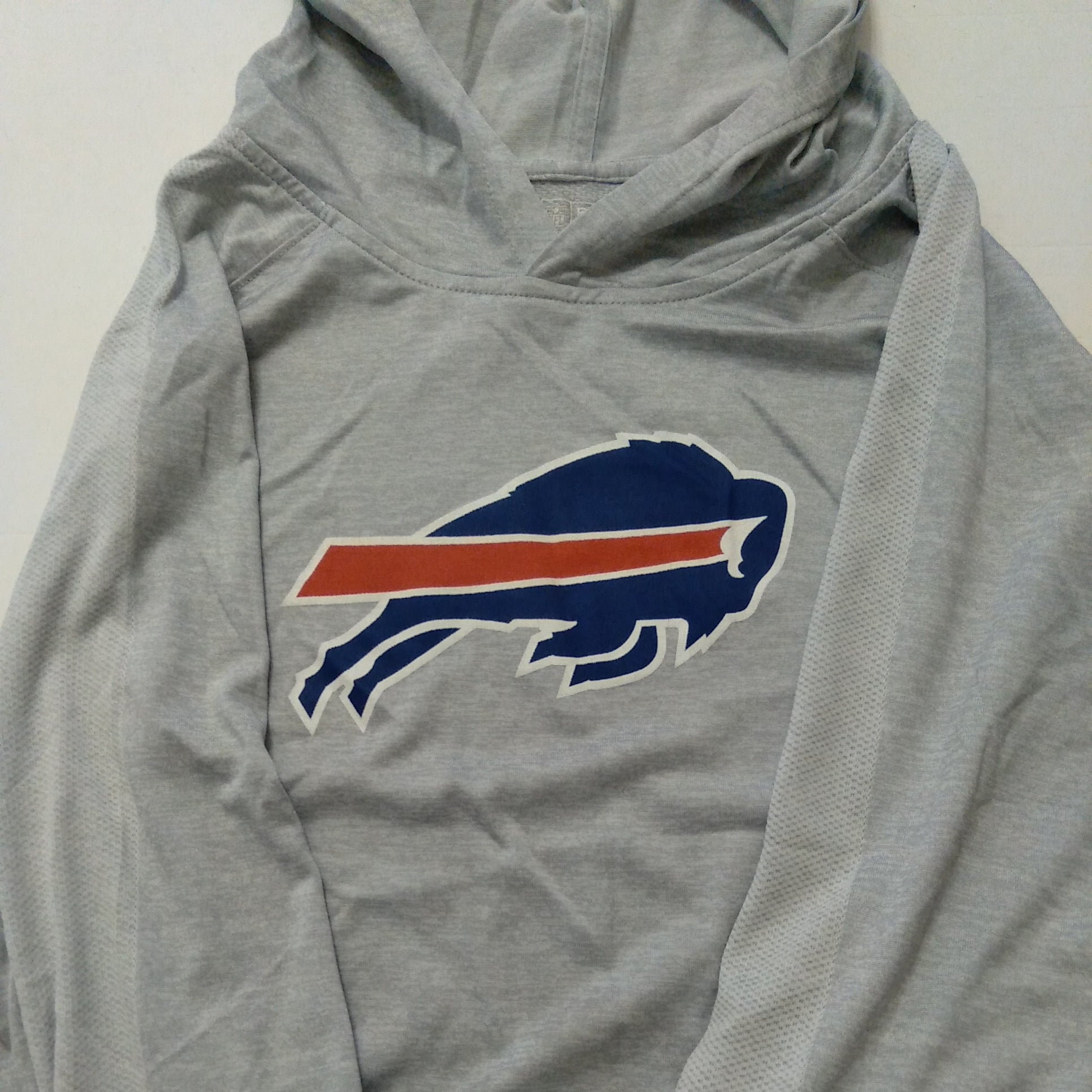 NFL Buffalo Bills Men's Gray Full Back Run Long Sleeve Lightweight Hooded Sweatshirt - S