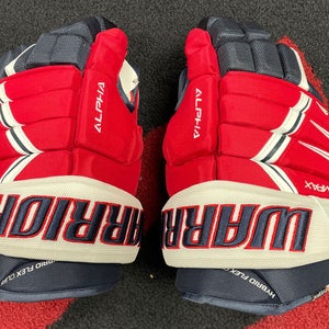 New $159 Warrior Alpha Pro Red White Blue Ice Hockey Gloves 14” Senior