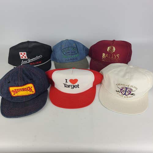 Vintage Hat Lot (6) Trucker Baseball Ron Jon - Maverick - Target - Bally's